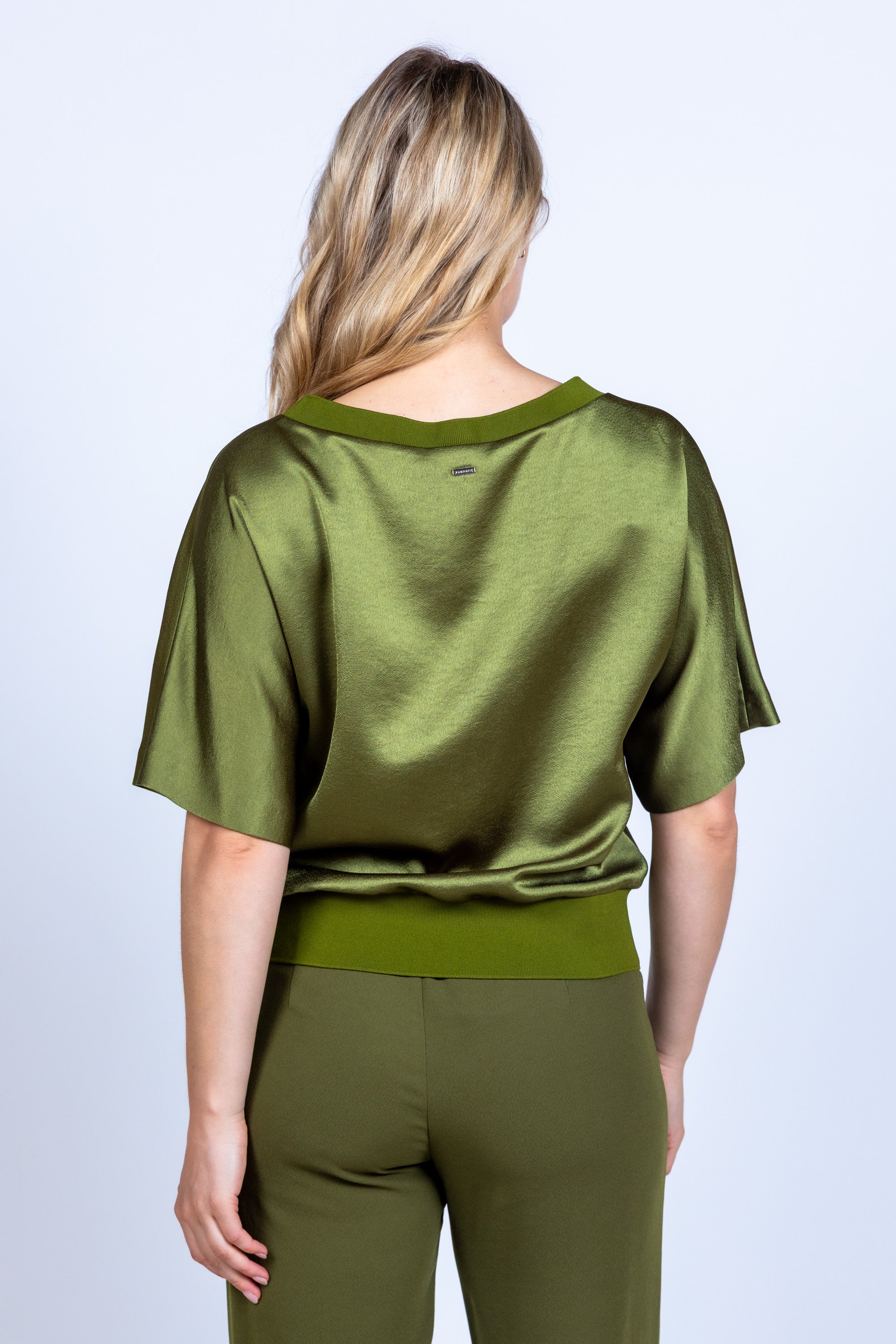 Blouse met korte mouwen - Olijfgroen