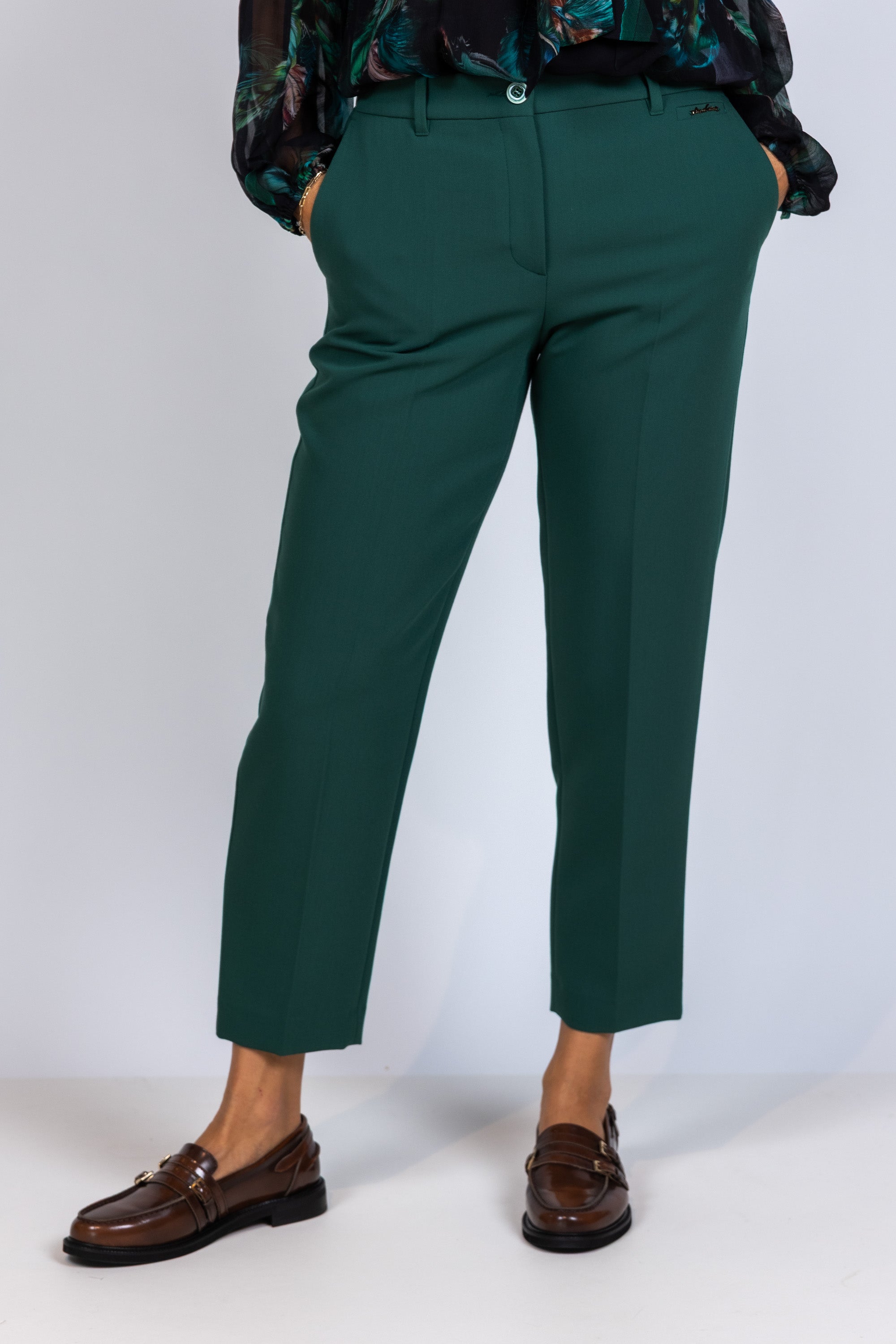 Broek met rechte pijpen - Flessegroen