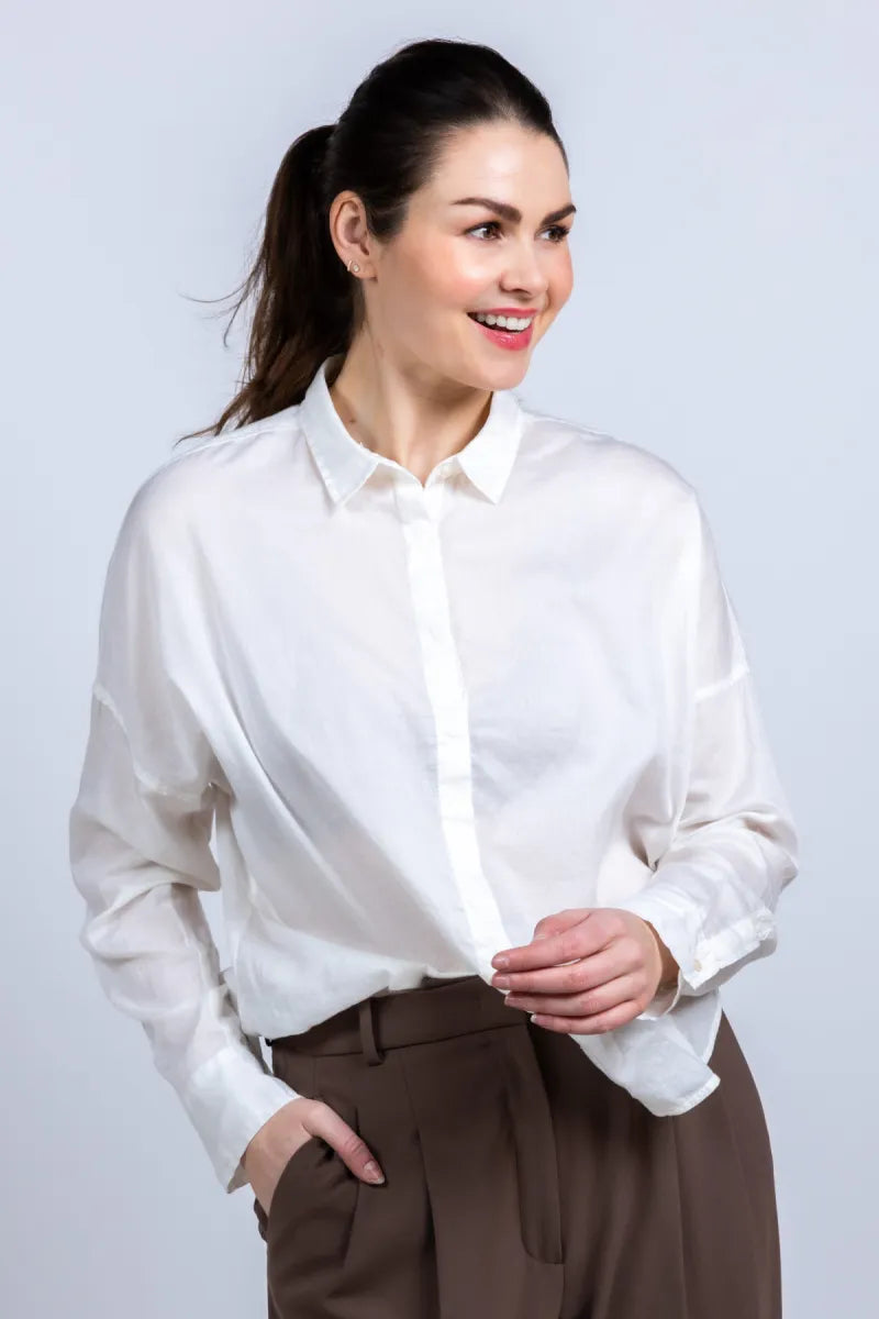 0039 ITALY Blouse met kraag - Wit