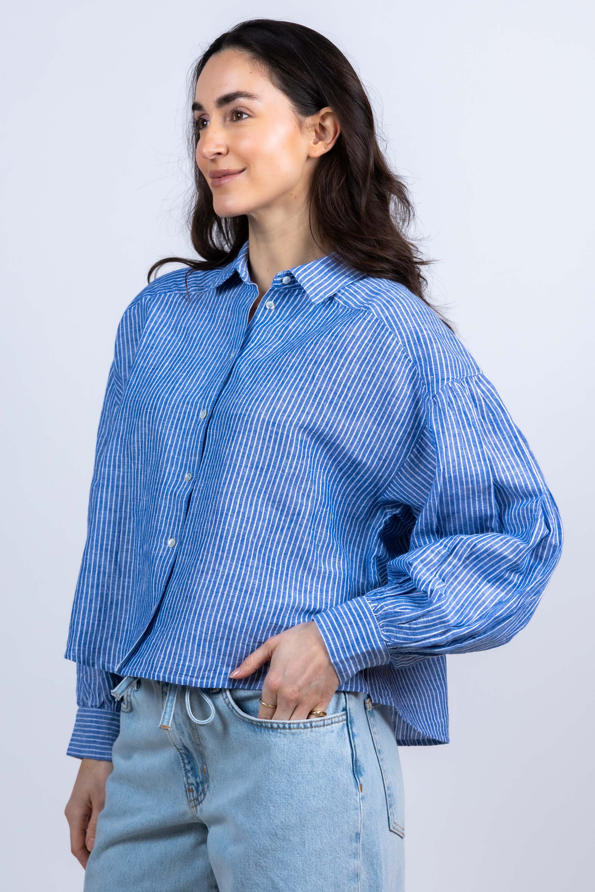 Gestreepte blouse - French blue