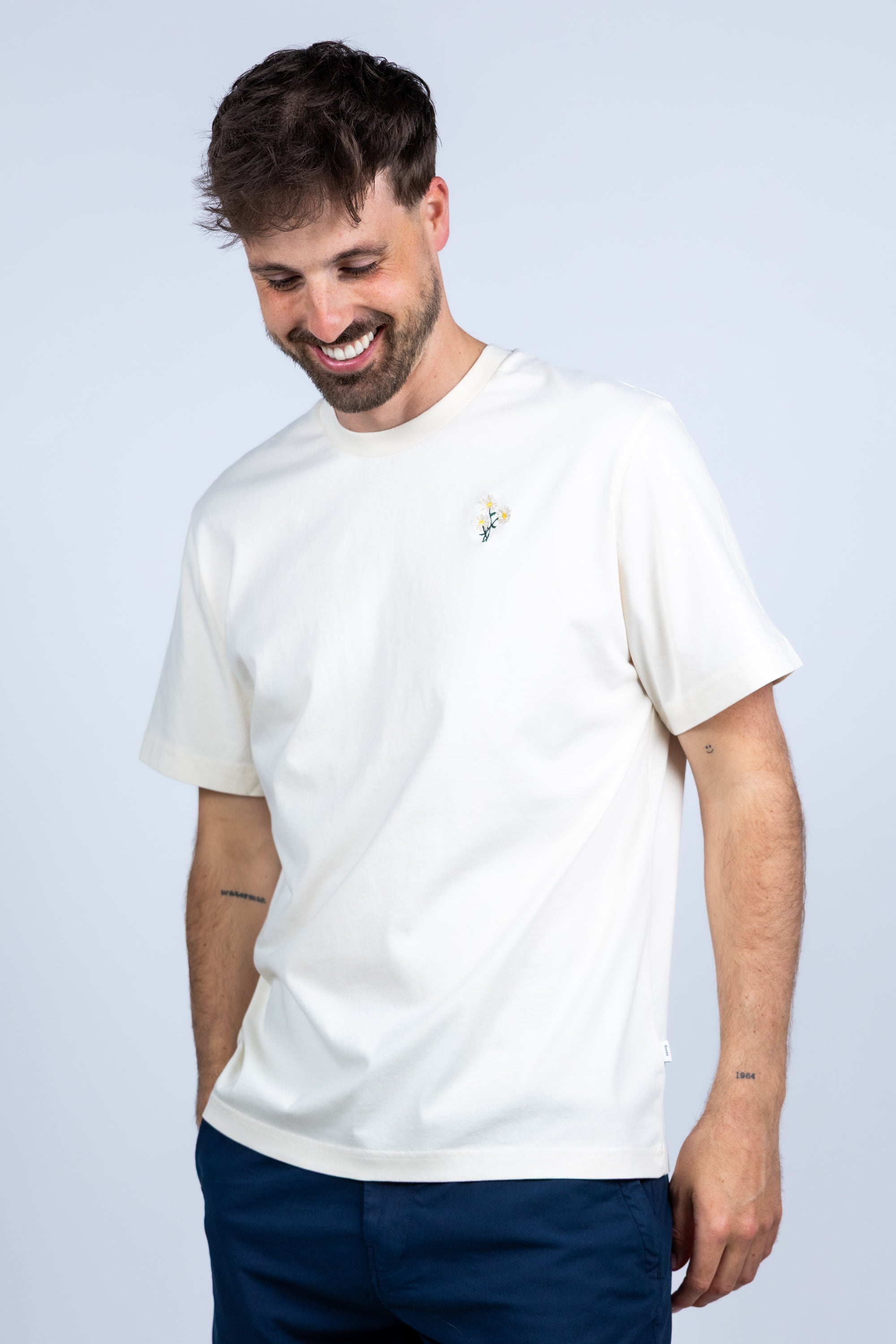 T-shirt met borduring - Ecru