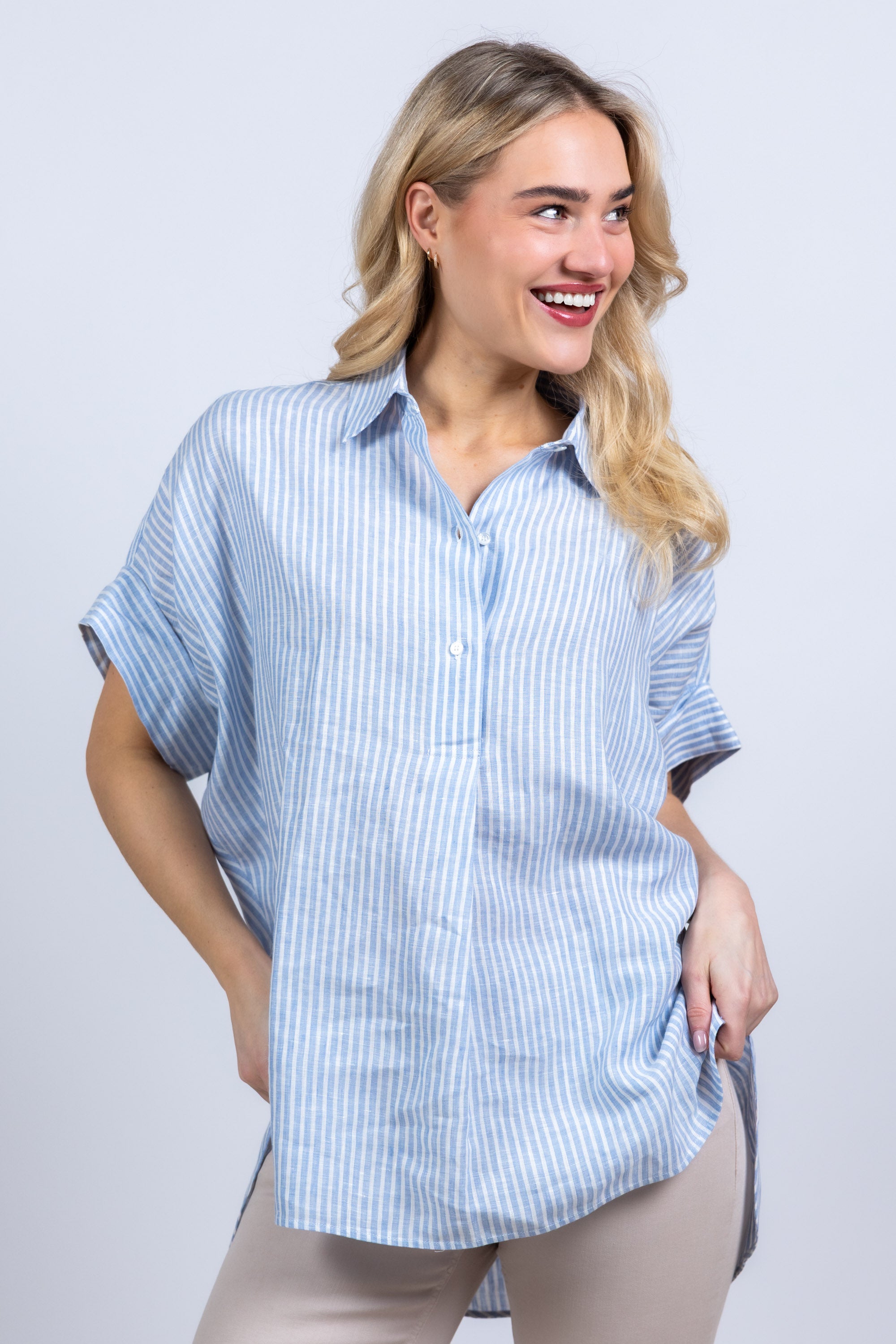 Blouse met strepen - Bleu