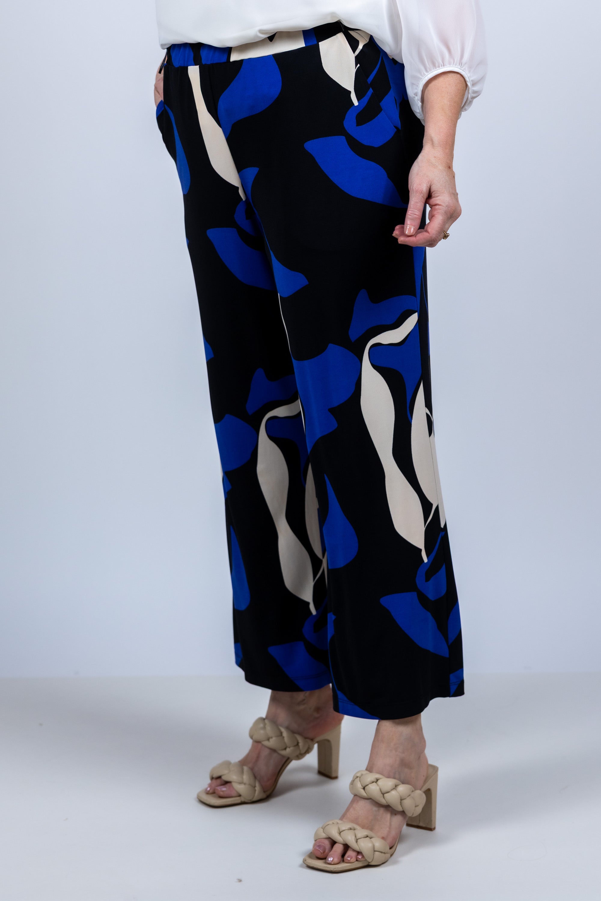 Wijde broek met print - Kobaltblauw