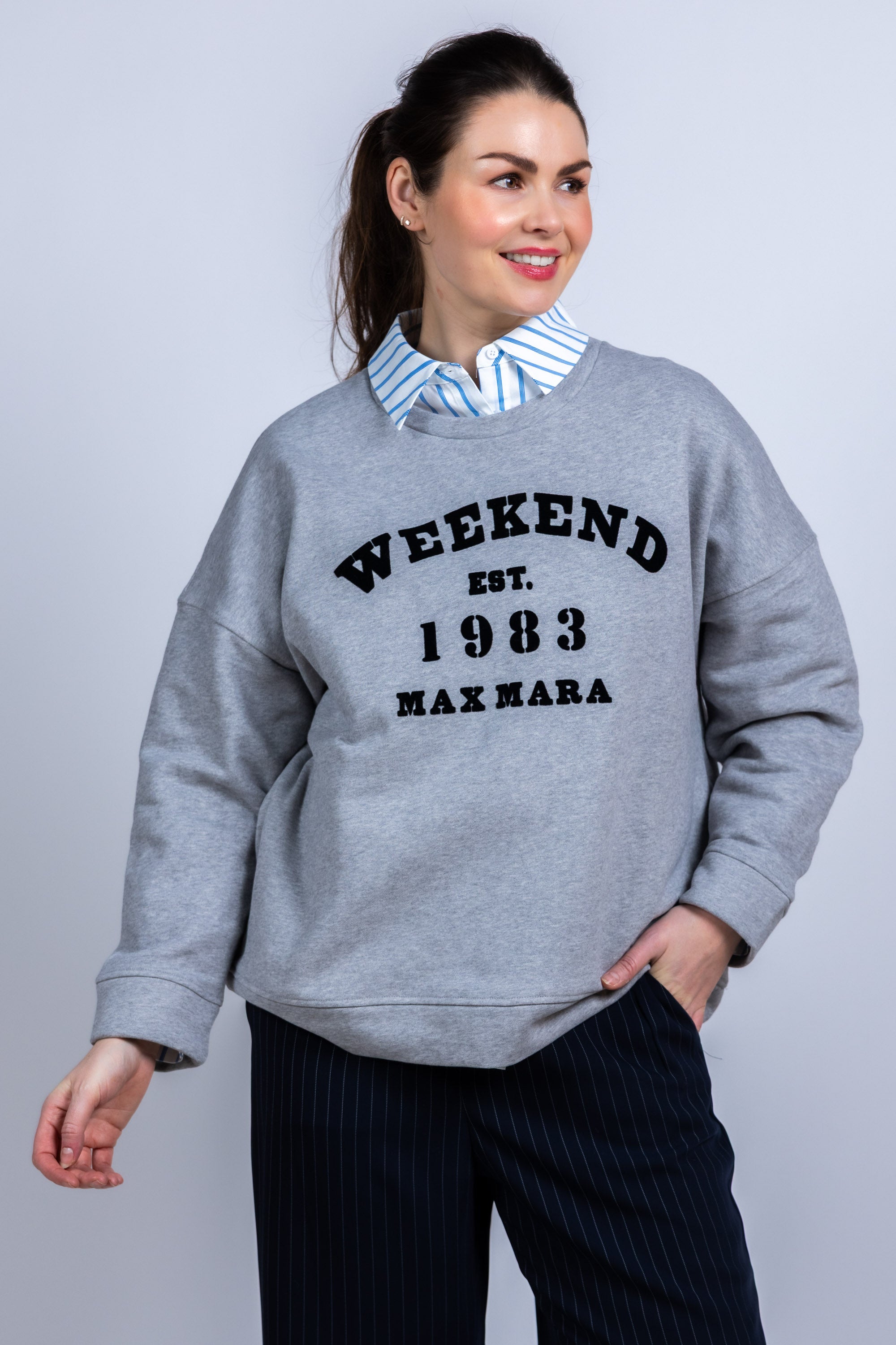 Sweater met print - Lichtgrijs