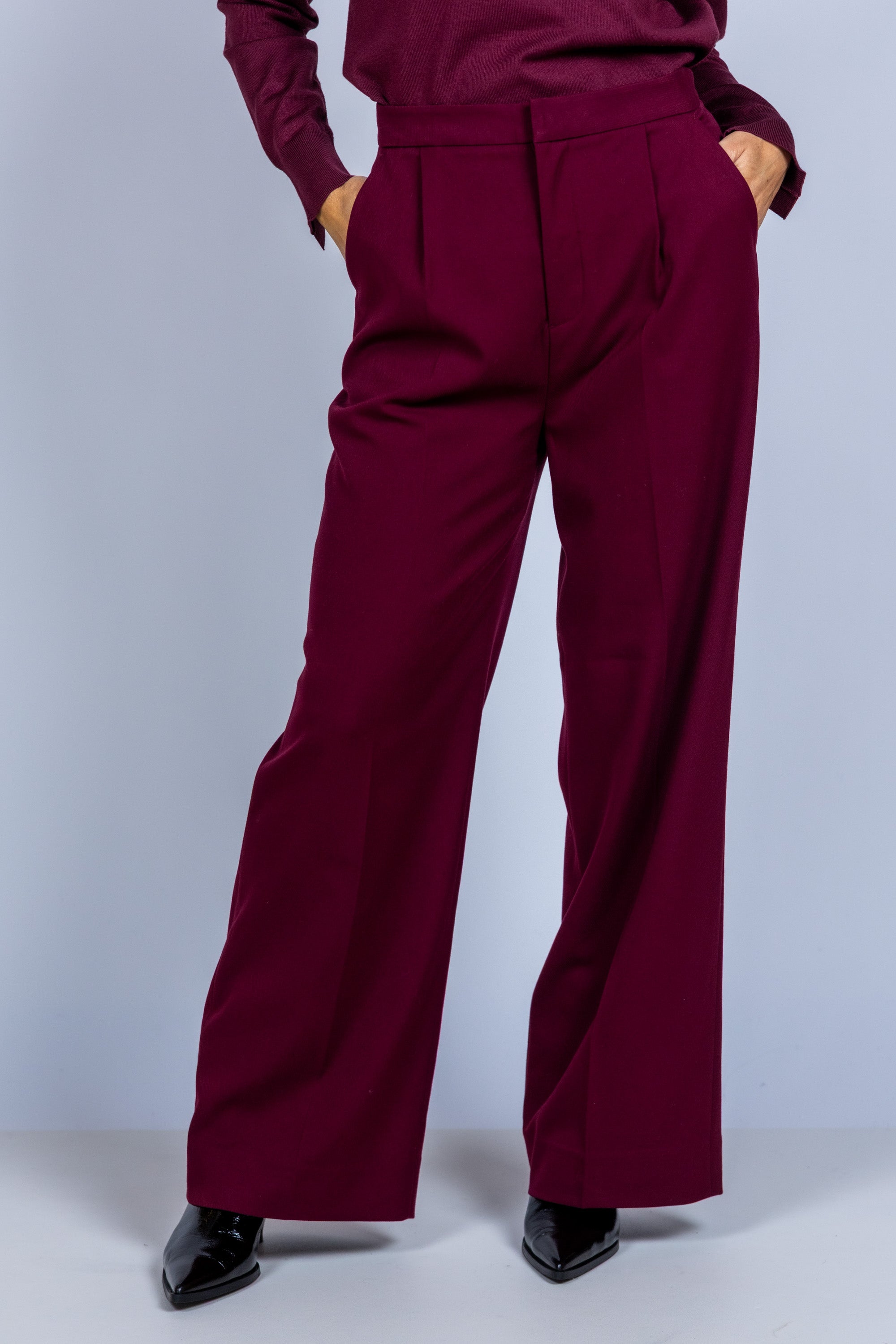 Wijde pantalon - Donkerbordeaux