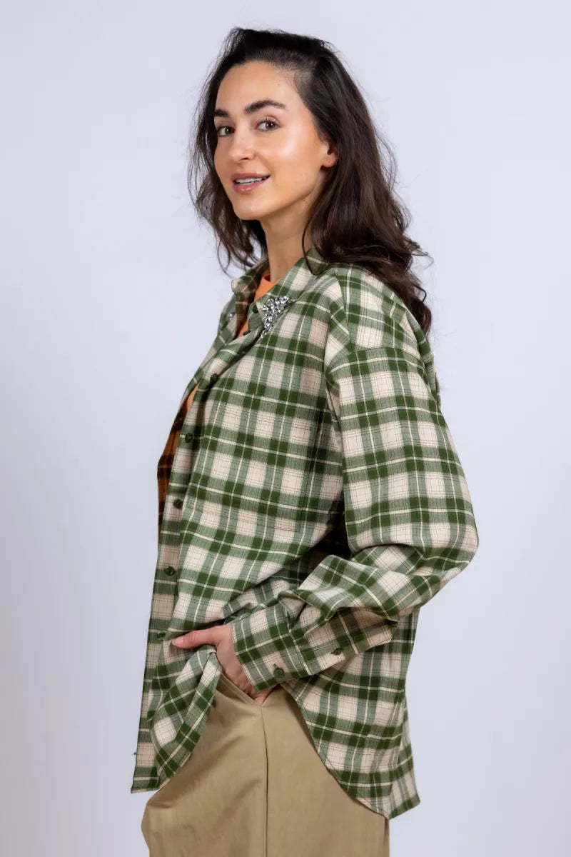 ESSENTIEL ANTWERP Blouse met ruitpatroon - Olijfgroen