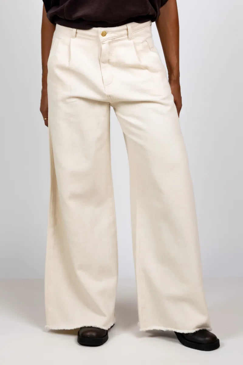 BY-BAR BY-BAR LUX GRAIN JEANS Wijde jeans - Ecru