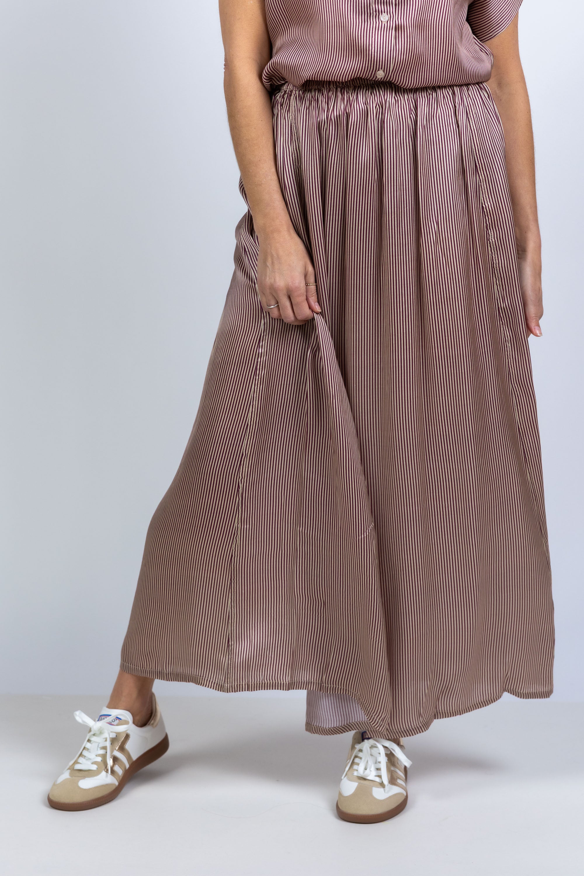 Rok met strepen - Burgundy