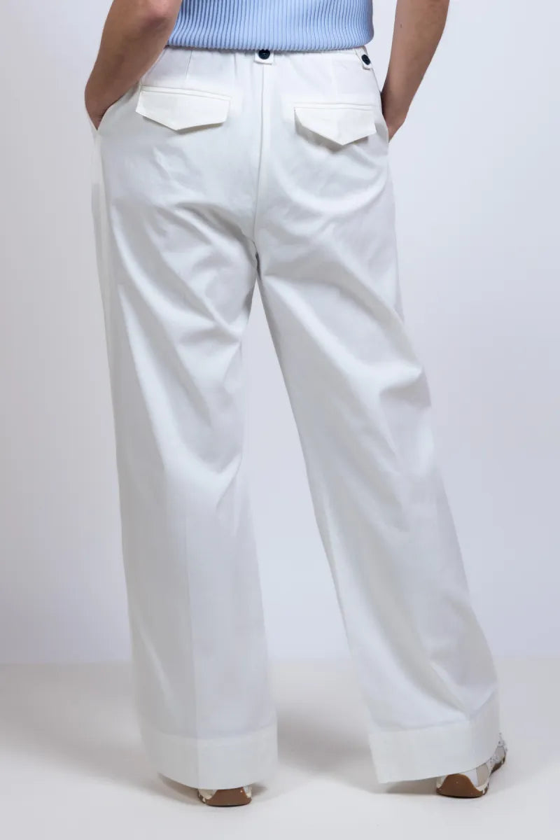 YAYA YAYA 01-301246-603 YAYA 01-301246-603 Wijde broek met koord - Wit
