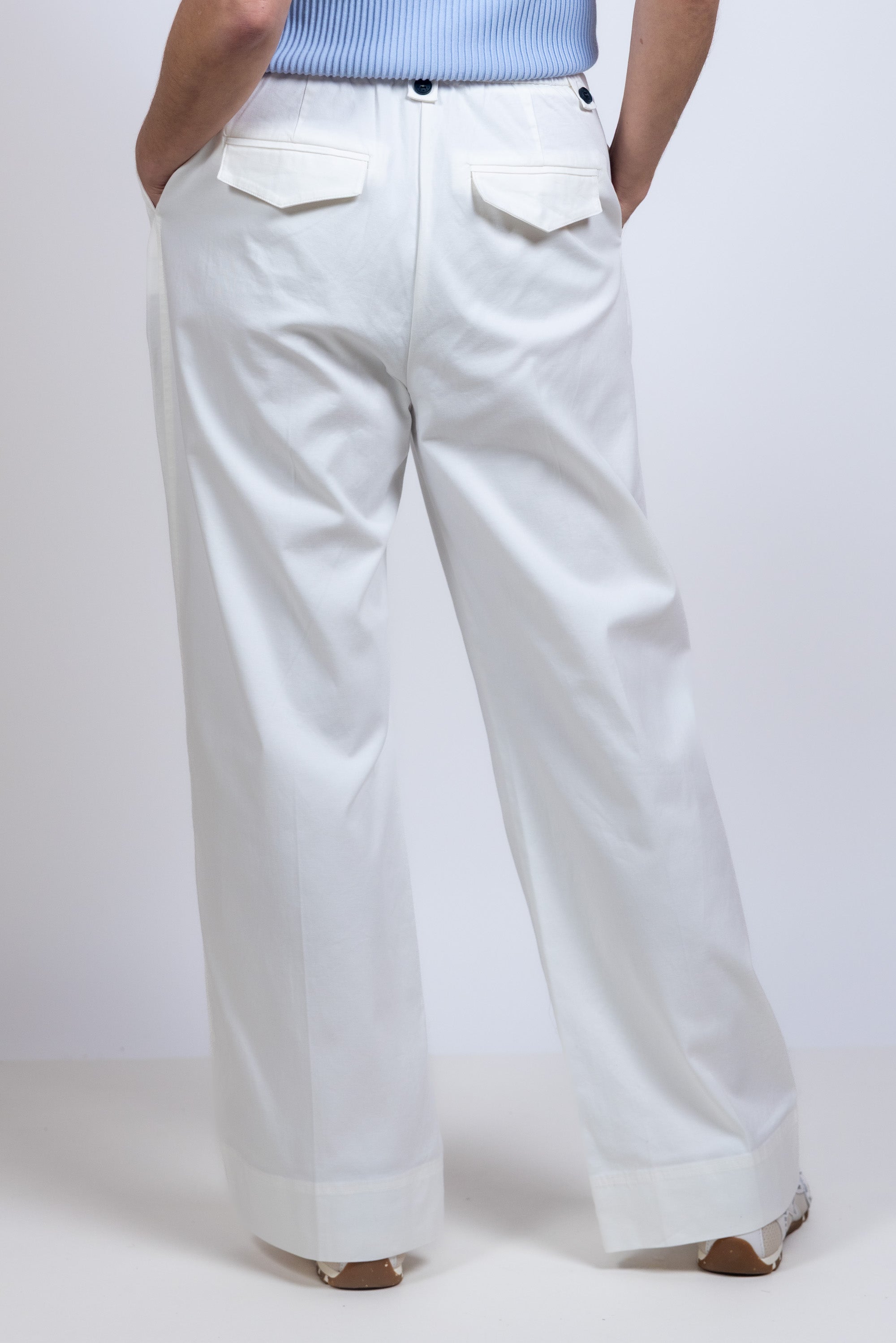 Wijde broek met koord - Wit