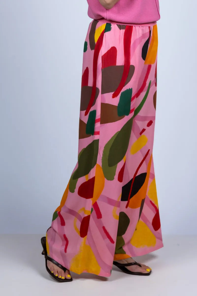 CAROLINE BISS CAROLINE BISS 3554 CAROLINE BISS 3554 Wijde broek met print - Roze