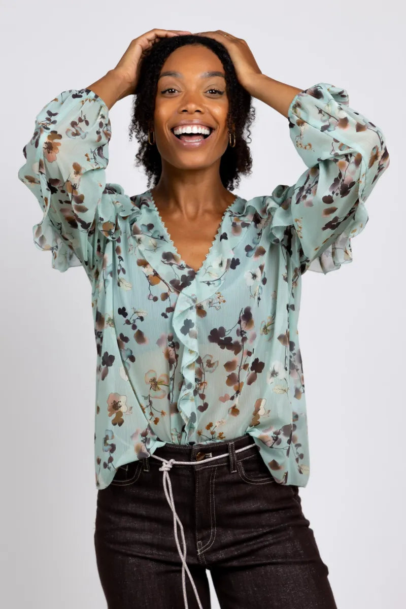 MARCCAIN COLLECTIE Blouse met print - Mint
