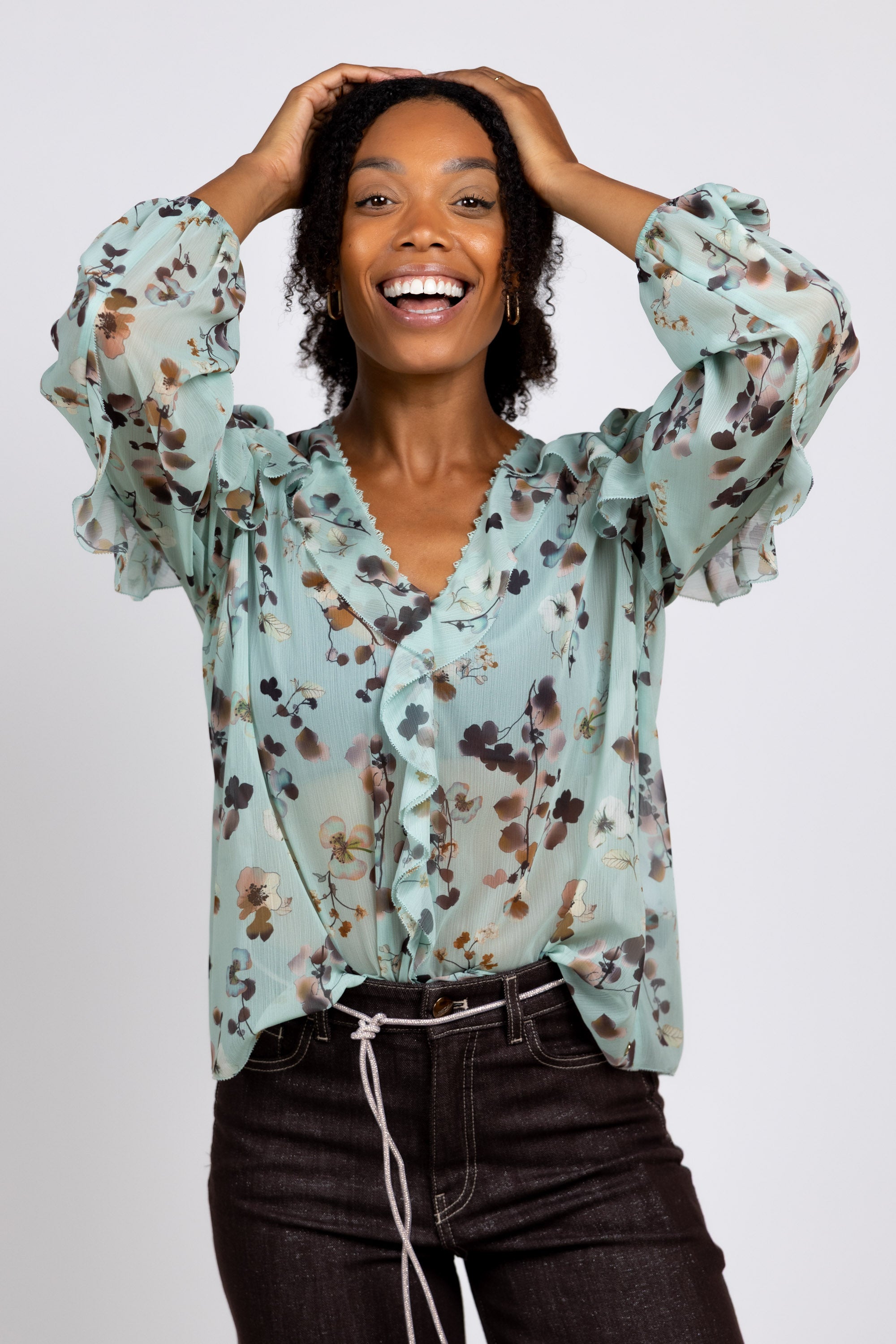 Blouse met print - Mint